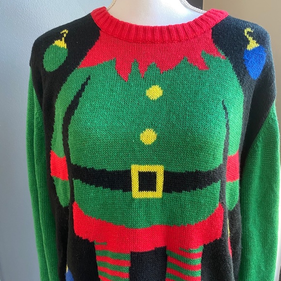 V28 Christmas Elf Body Ugly Christmas Sweater - Picture 4 of 7